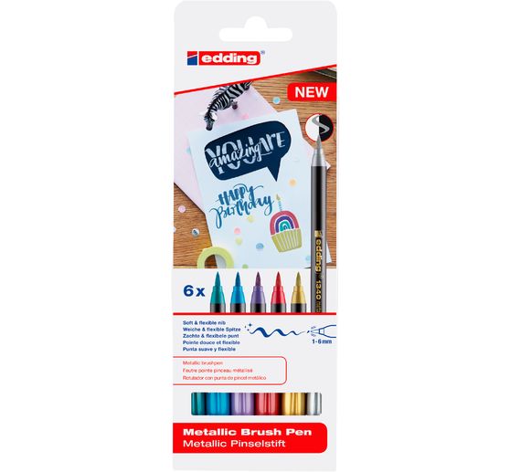 pennello a pennarello "Metallic" edding 1340, set di 6 pezzi