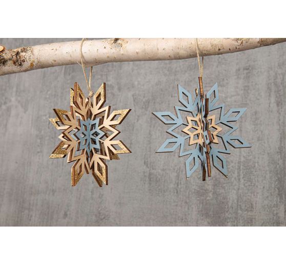 3D Wooden decoration pendant "Snowflakes" to stick
