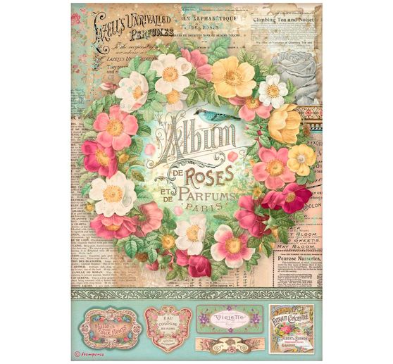 Motif straw silk "Album of Roses"