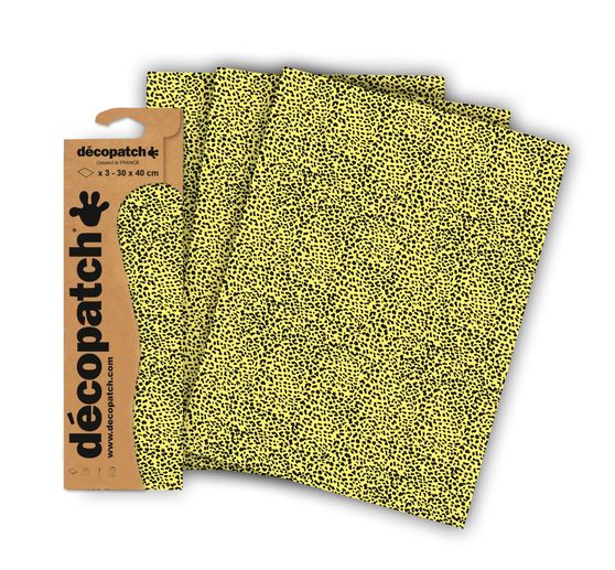 Carta decopatch fluorescente "Yellow Leoprint