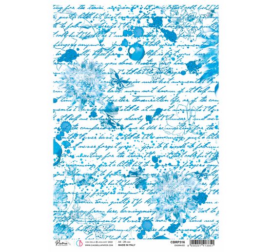 Seta di paglia con motivi "Indigo Scripts".