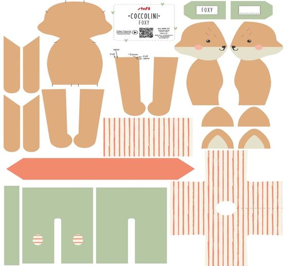 Kit di cucito Coccolini "Foxy", giocattolo di peluche