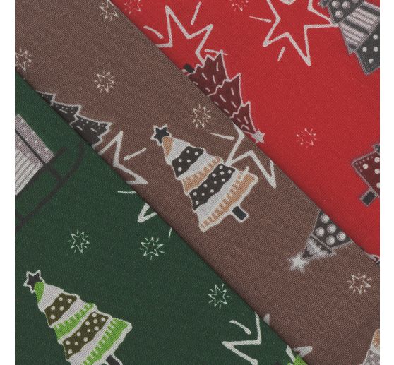 Cotton fabric "Firs, stars and gifts"