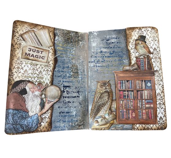 Motif straw silk "Vintage Library Flowers"