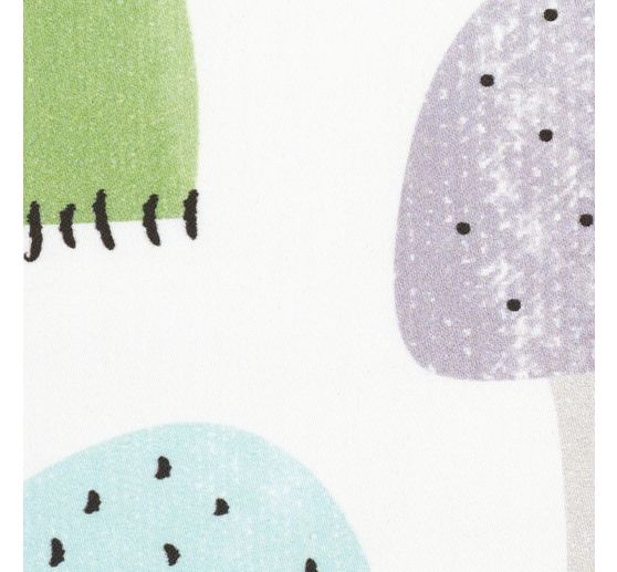 Motif fabric satin look "Colorful mushrooms"