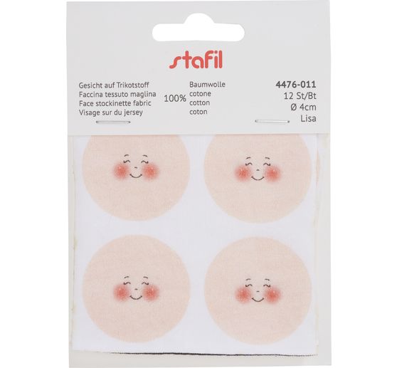 Faces stockinette fabric "Lisa", Ø 4 cm