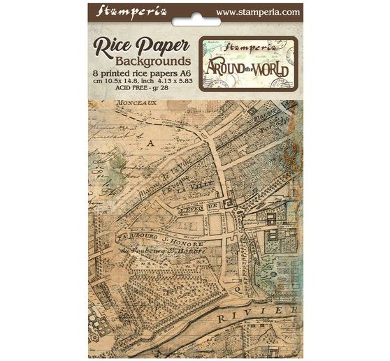 Sfondi in seta di paglia con motivi "Around the World", set da 8