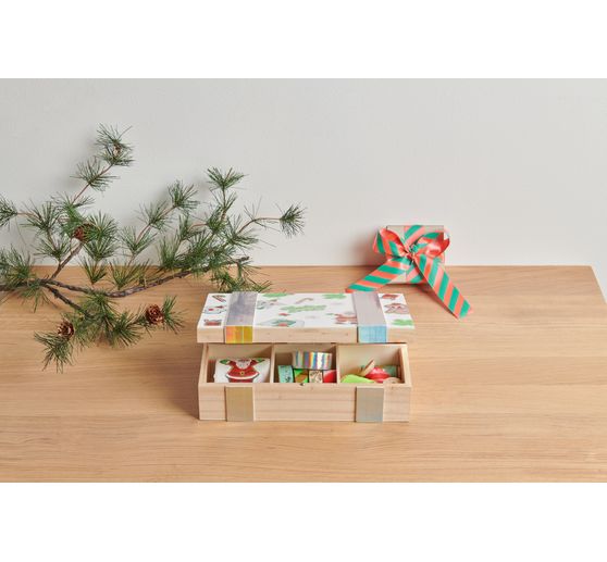 Wooden box / storage box with 6 compartments