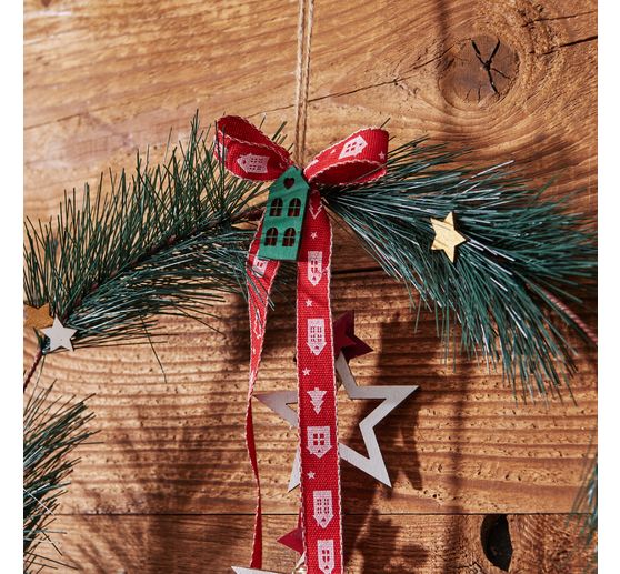 Printed ribbon "Houses and trees"