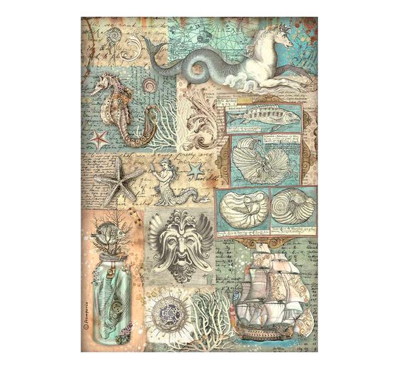 Assortimento di seta di paglia con motivi "Canzoni del mare".