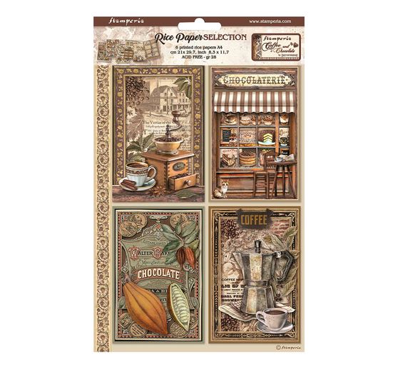 Assortimento di seta di paglia con motivi "Caffè e cioccolato".