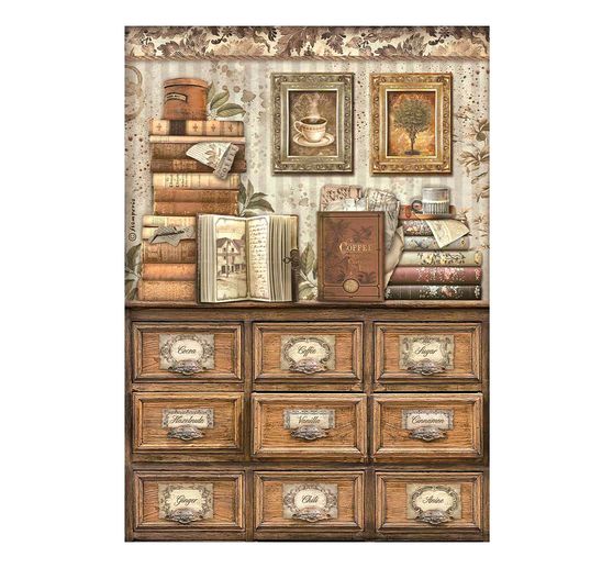 Assortimento di seta di paglia con motivi "Caffè e cioccolato".