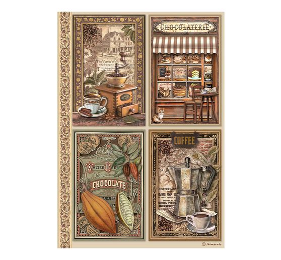 Assortimento di seta di paglia con motivi "Caffè e cioccolato".