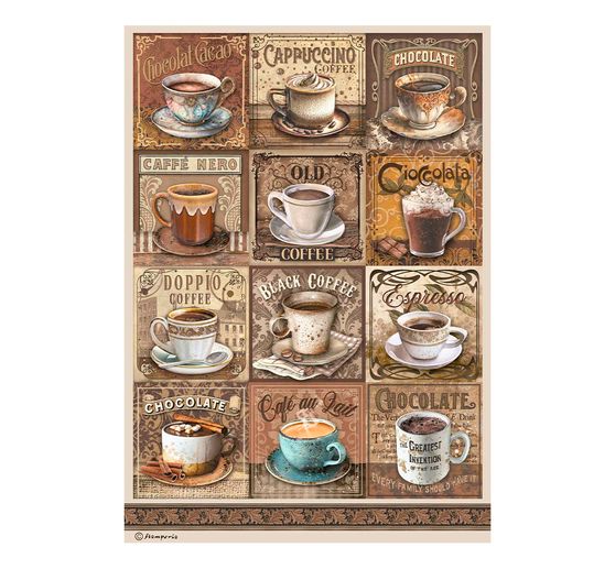 Assortimento di seta di paglia con motivi "Caffè e cioccolato".