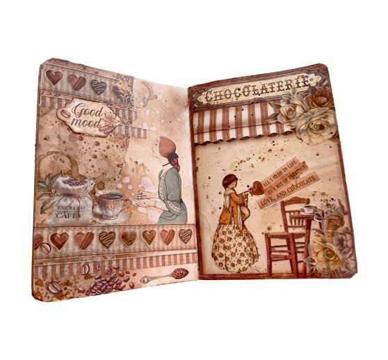 Sfondi in seta di paglia con motivi "Caffè e cioccolato".