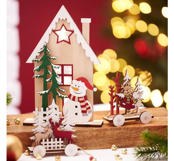 VBS Kit di montaggio in legno "Pupazzo di neve della casa invernale".