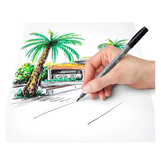 STAEDTLER Pigment soft brush pen "Greys", set of 6