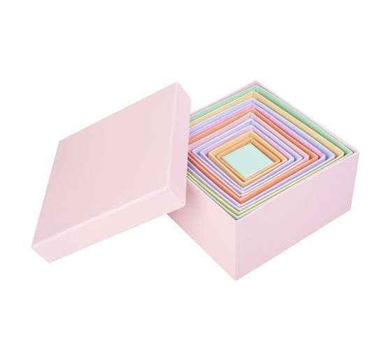 Cardboard boxes "Square", Pastel Colours, Set of 12