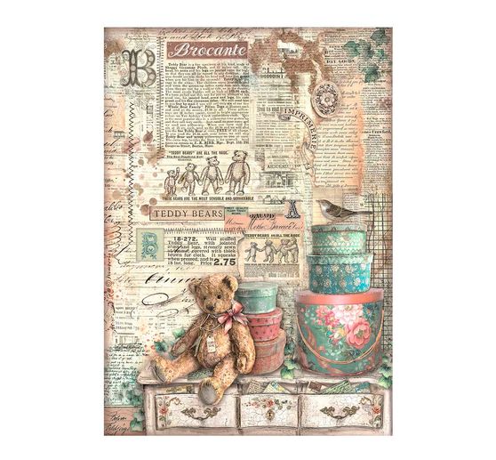 Seta di paglia con motivi "Brocante Antiques - Teddy".