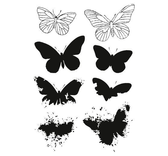 Sizzix Framelits Punching template and Clear Stamps "Painted Pencil Butterflies"
