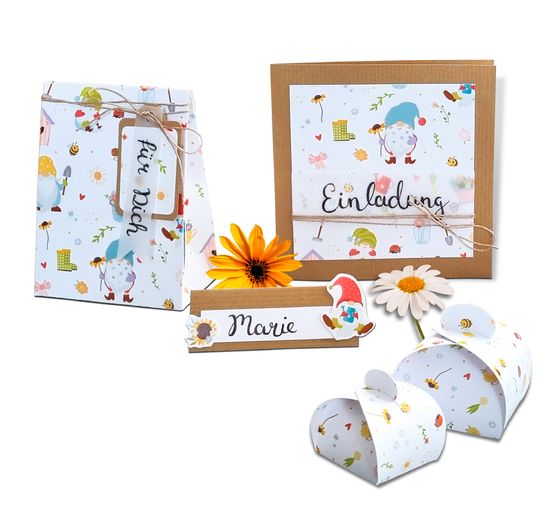 Cartoncino fotografico con motivi "Gnomo da giardino"