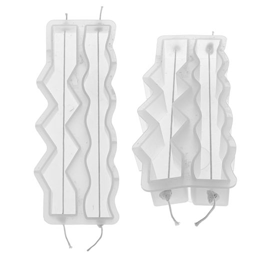 Stampo per candele in silicone "Wave zigzag" con stoppino e ago per stoppino