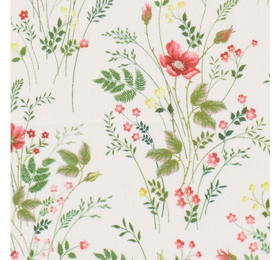 Westfalenstoffe Cotton fabric Florenz "Fern with flowers"