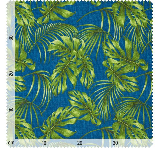 Motif fabric linen look "Blue Monstera Jungle"