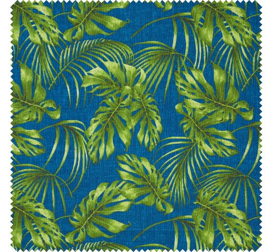 Motif fabric linen look "Blue Monstera Jungle"