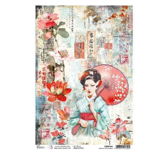 Motif straw silk "Land of the Rising Sun - Geisha"