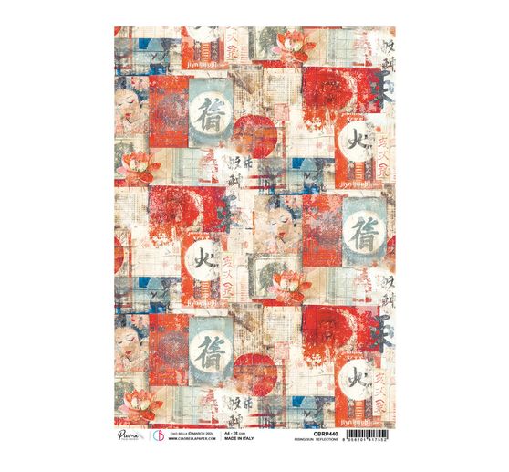 Motif straw silk "Land of the Rising Sun - Reflections"