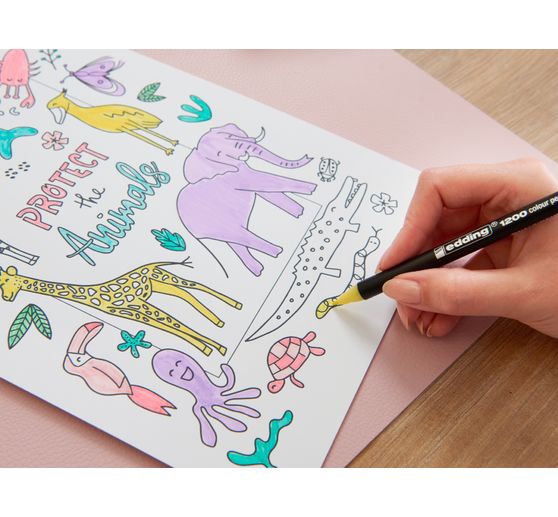 edding 1200 Penna colorata a pastello fine, set di 6 pezzi