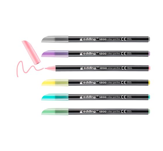 edding 1200 Penna colorata a pastello fine, set di 6 pezzi