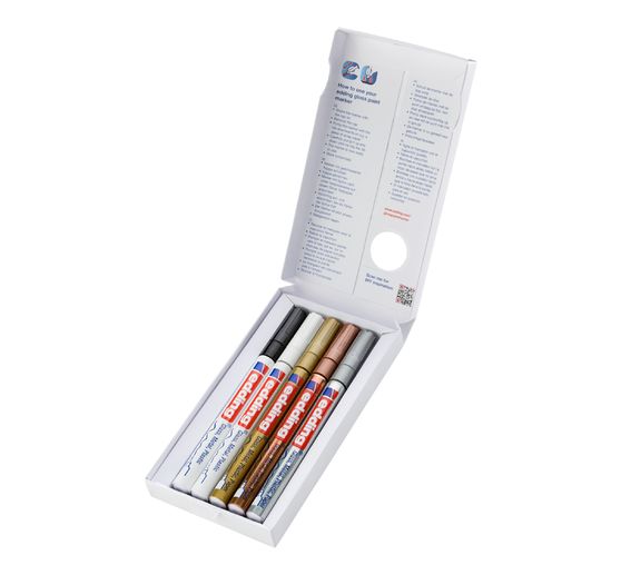 edding 780 gloss varnish-Marker Metallic, Basic, set of 5