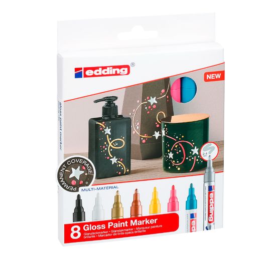 edding 750 gloss varnish-Marker Metallic/Pastel, set of 8