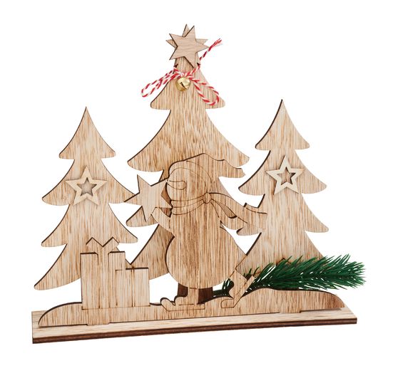 Kit di montaggio in legno VBS "Pupazzo di neve nella foresta di abeti".