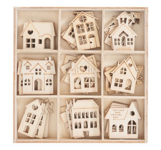 Wooden scatter decorations "Houses"