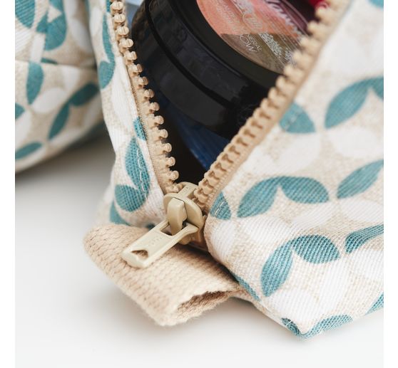 Motif fabric linen look "Leaf circles"