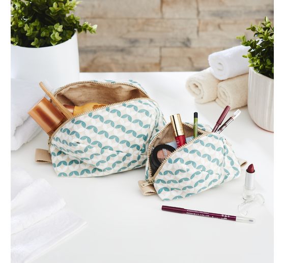 Motif fabric linen look "Leaf circles"