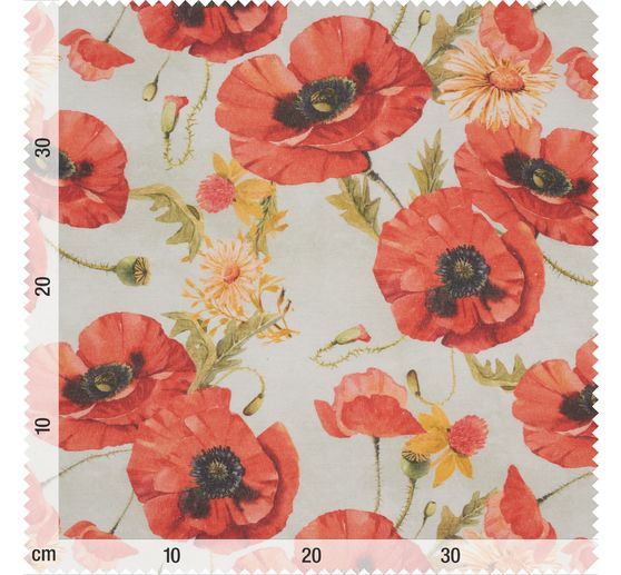Tessuto a motivi di lino "Poppies".