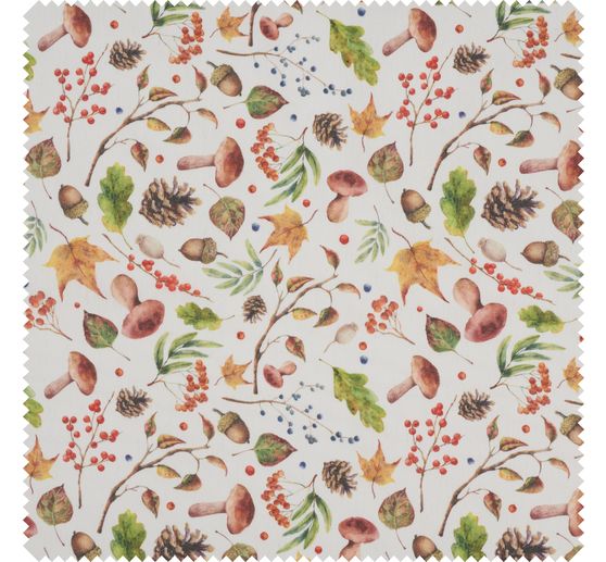 Tessuto con motivo in lino "Magia d'autunno