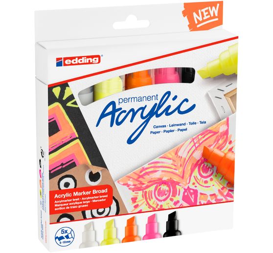 edding 5000 Acrylic "Acrylic marker - Neon", wide, set of 5