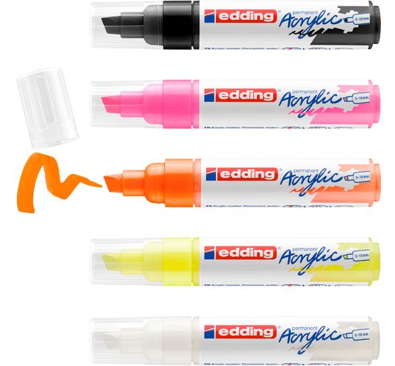 edding 5000 Acrylic "Acrylic marker - Neon", wide, set of 5