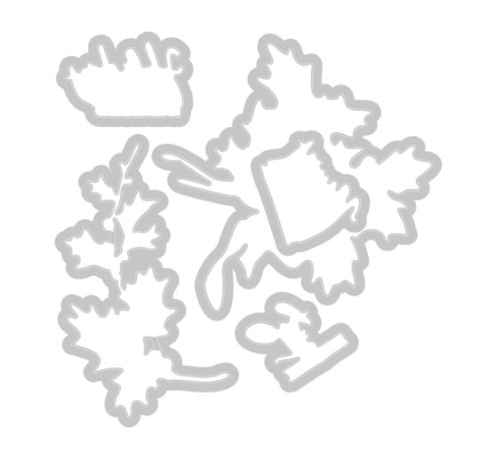 Sizzix Punching template and Clear Stamps "Pencil Line Holly by 49 and Market"