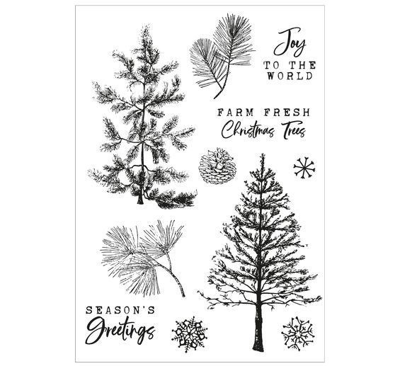 Sizzix Punching template and Clear Stamps "Pine Holidays by 49 and Market"
