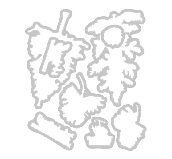 Sizzix Punching template and Clear Stamps "Pine Holidays by 49 and Market"