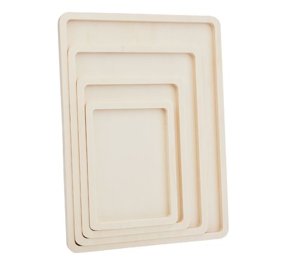 VBS Vassoi piatti in legno, set di 4 pezzi