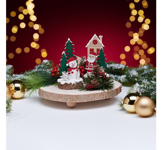 Wooden decorative panel with bark, on feet, natural