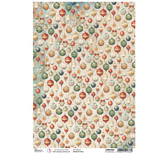 Motif straw silk "Nutcracker - Christmas tree balls"