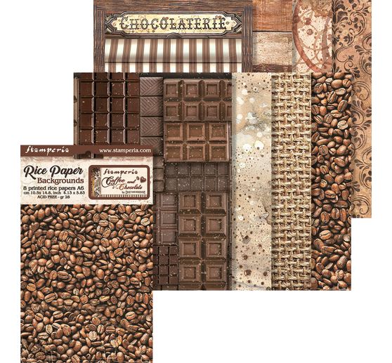 Sfondi in seta di paglia con motivi "Caffè e cioccolato".